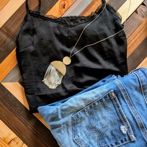 Black Lace Trim Camisole